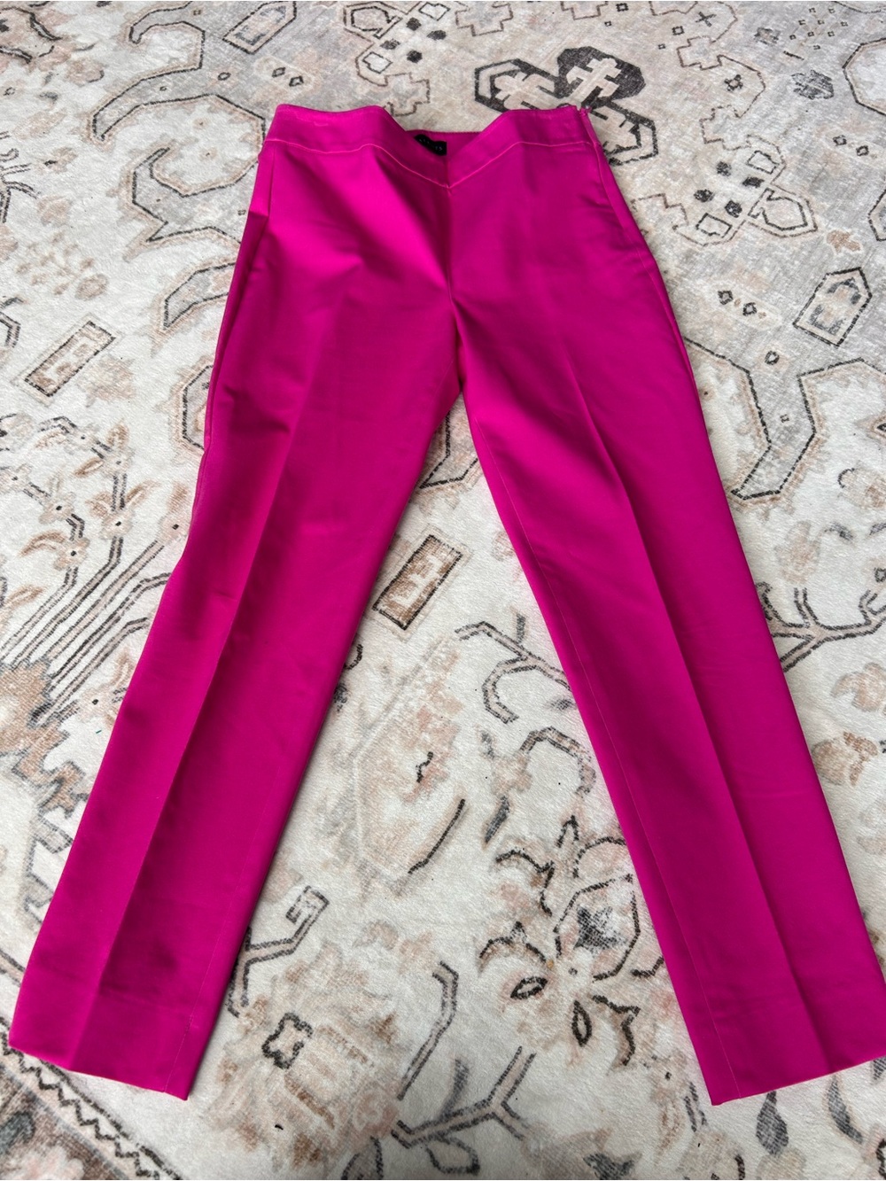 Talbots Cropped Slim Straight Pants in Fuchsia